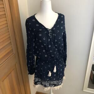 Cool Change Navy Tassel Tunic Cover Up Dress XS $185 Retail Value